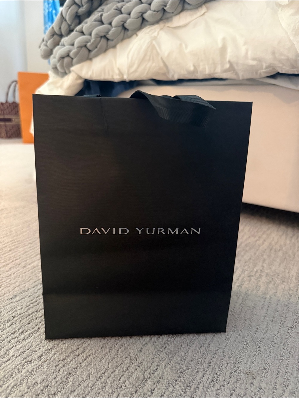 David Yurman Black Luxury Men’s Gift Bag with Ribbon Handles